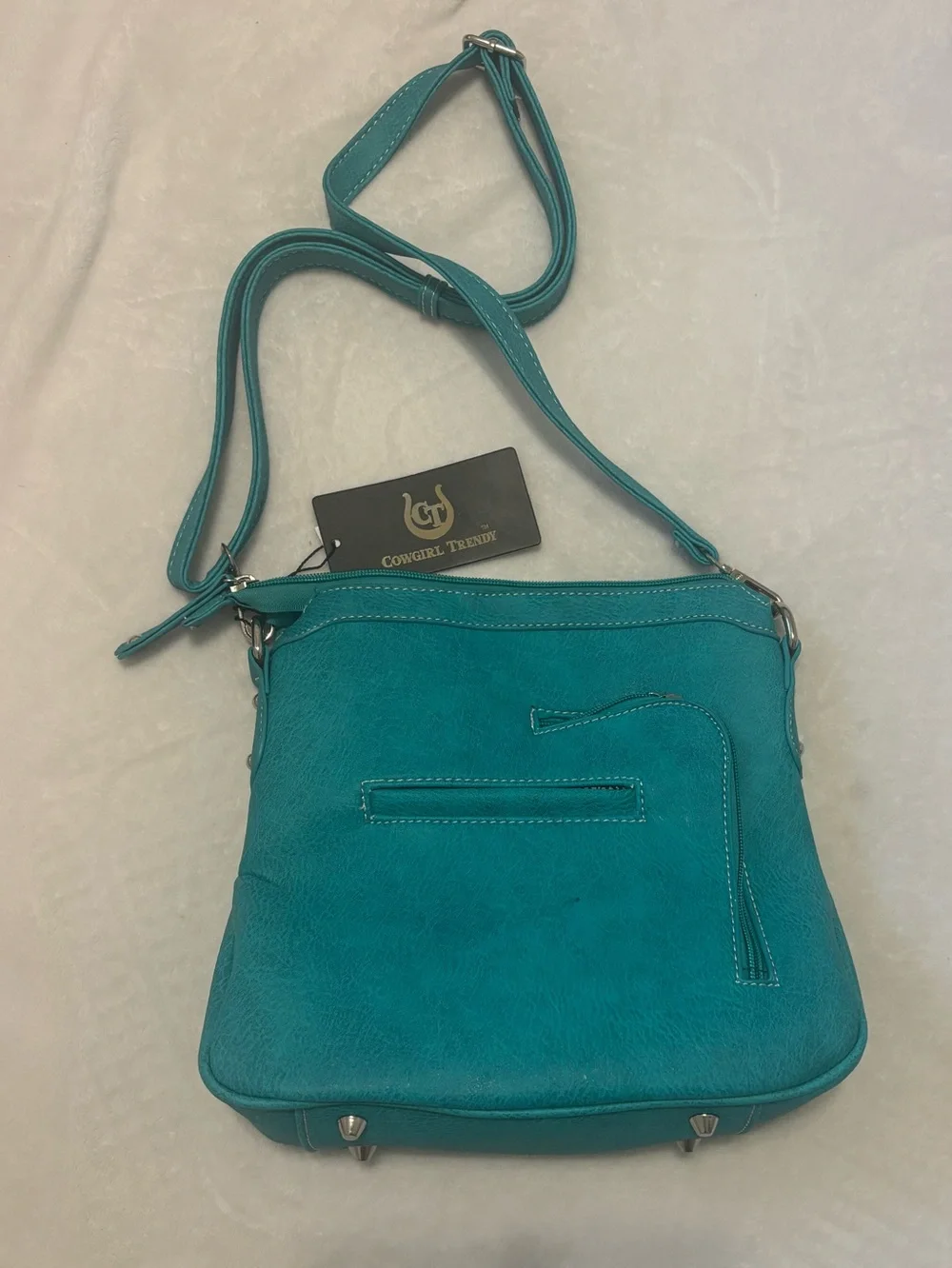 Teal Dragonfly Embroidered Crossbody Bag
